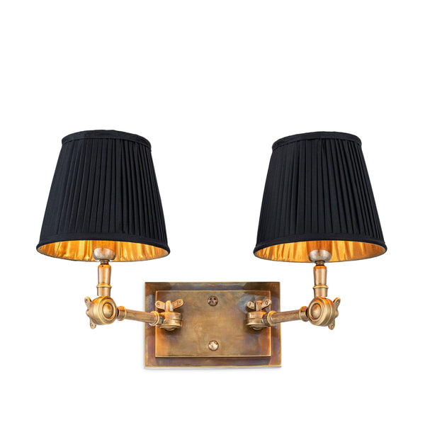 Wall Lamp Wentworth Double Vint Brass Incl Black S