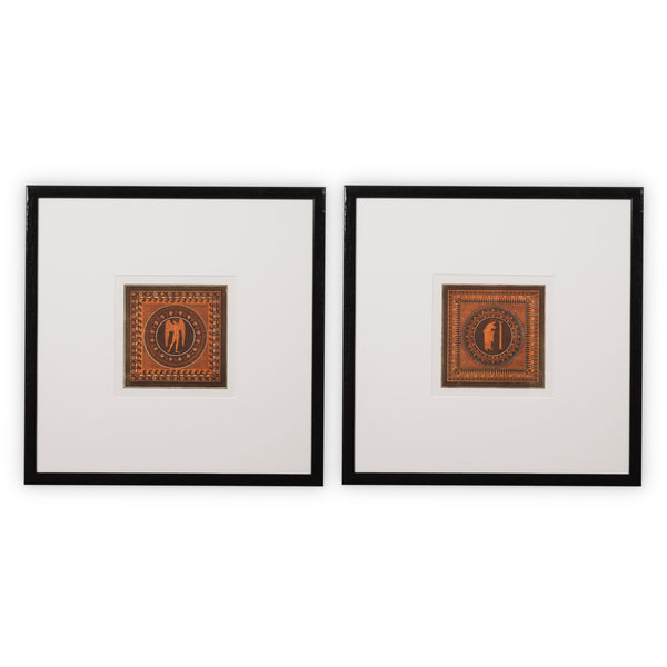 Print Antique by William Hamilton Vases set of 2